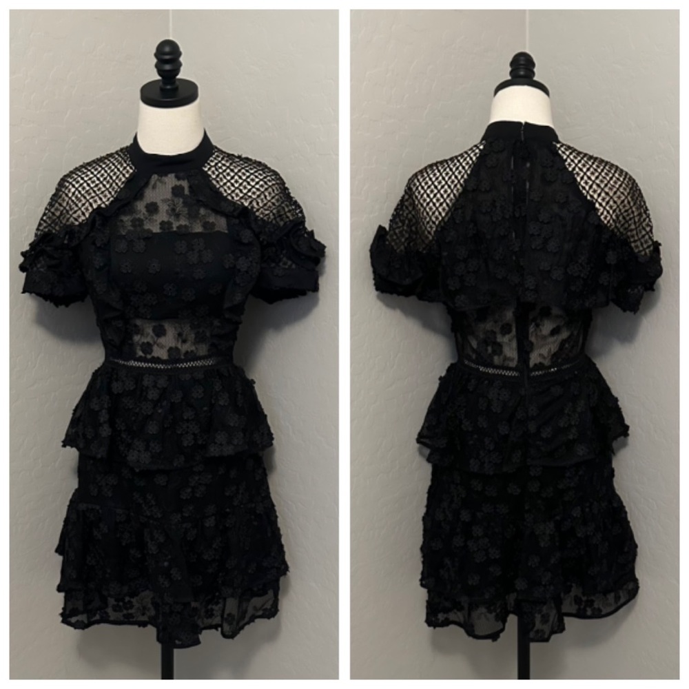 NEW JOVANI SZ 8 BLACK NUDE ILLUSION FORMAL COCKTAIL DRESS